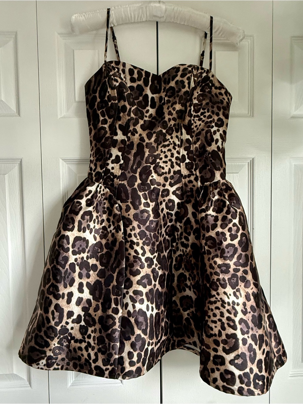 Women’s Leopard Print A-Line Spaghetti Strap Dress